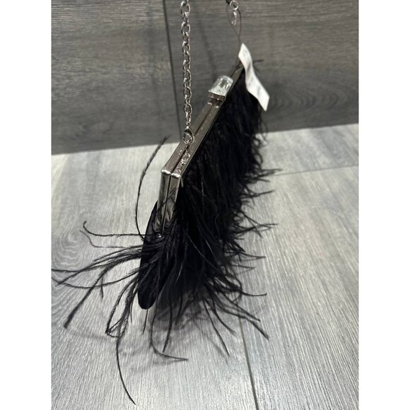 INC International Concepts CARLYN Feather Pouch Clutch Evening Bag Black B000376 - Picture 6 of 8